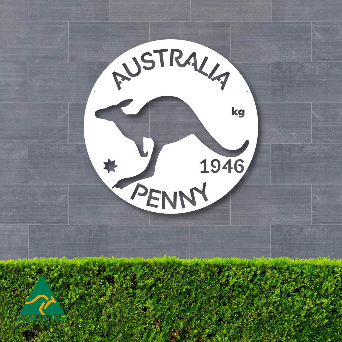 Australian Penny Metal Wall Art | White Finish