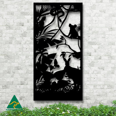 Australian Wildlife Privacy Screen | Black Finish | 75 x 150cm | 90 x 180cm