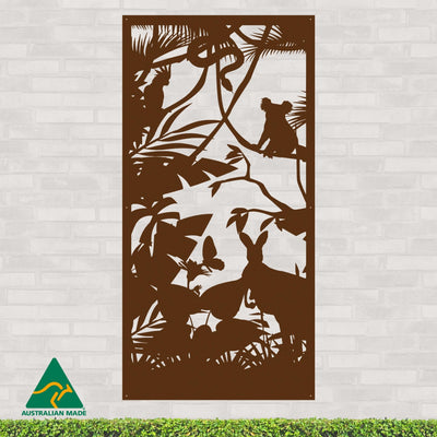 Australian Wildlife Privacy Screen | Rust Finish | 75 x 150cm | 90 x 180cm