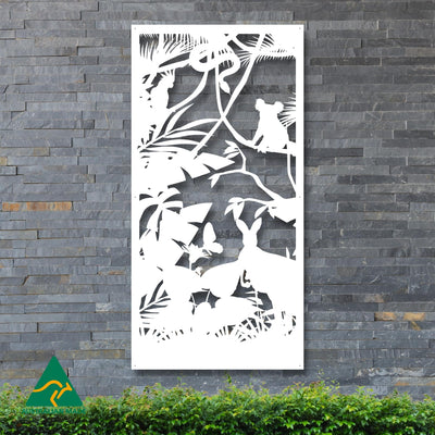 Australian Wildlife Privacy Screen | White Finish | 75 x 150cm | 90 x 180cm
