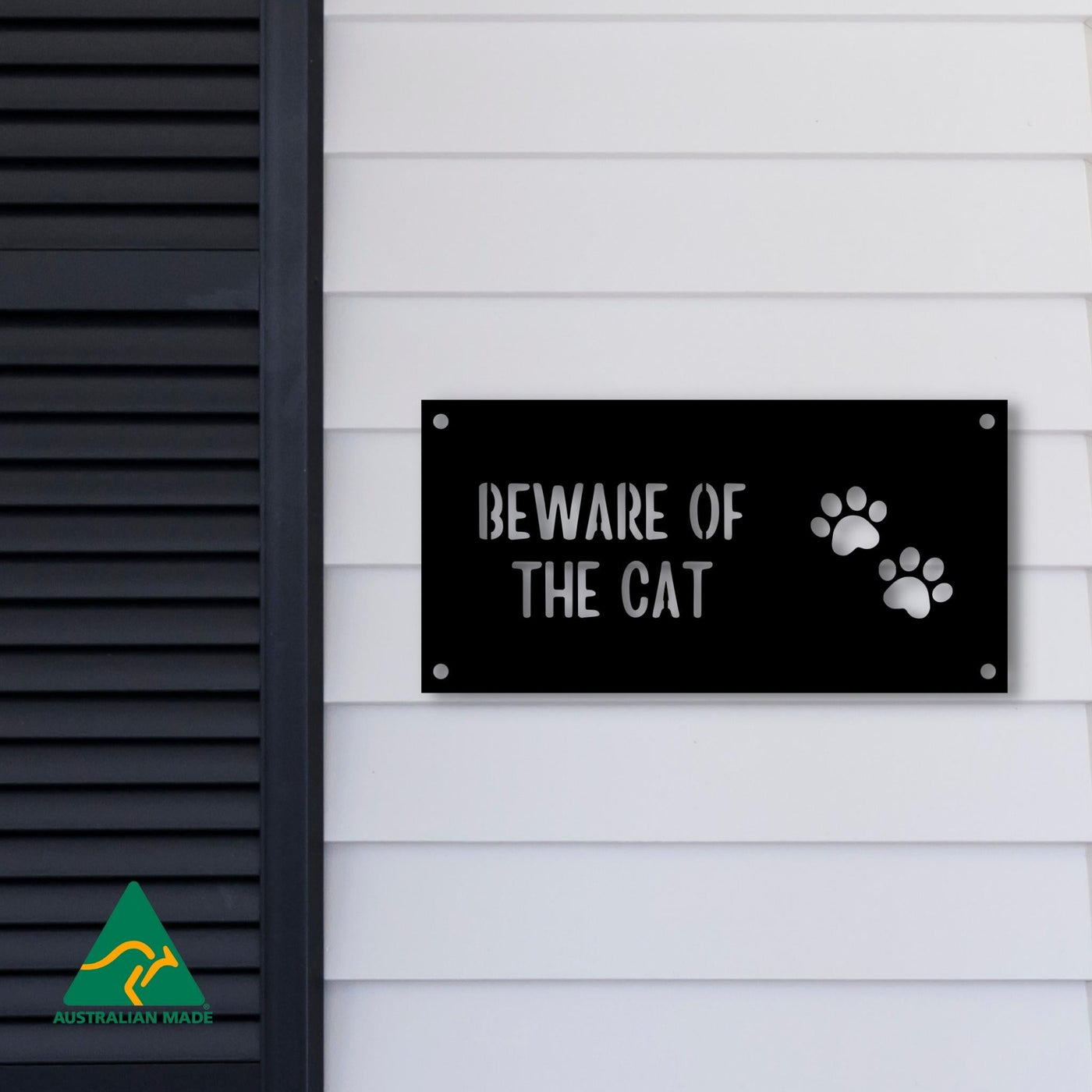 Bagheera Beware of the Cat Wall Sign | Black Finish