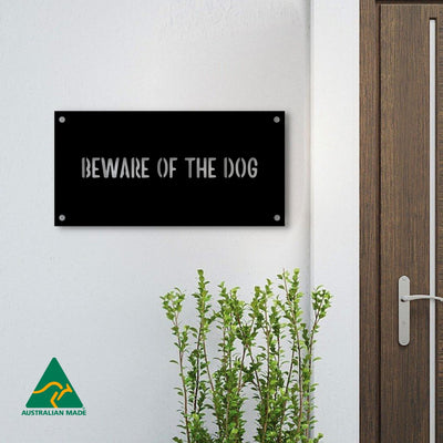 Beware of the Dog Wall Sign | Black Finish