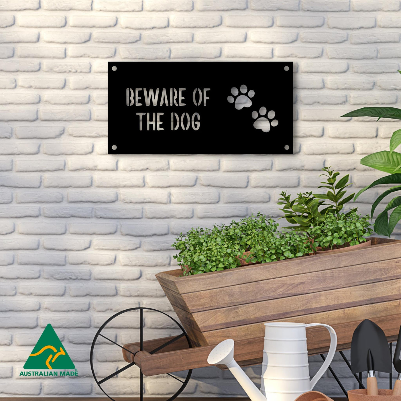 Charlie Beware of the Dog Wall Sign | Black Finish