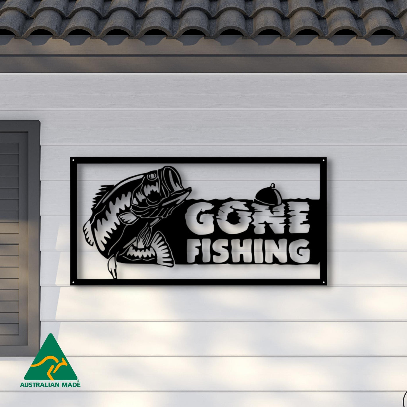 Gone Fishing Metal Wall Art | Black Finish