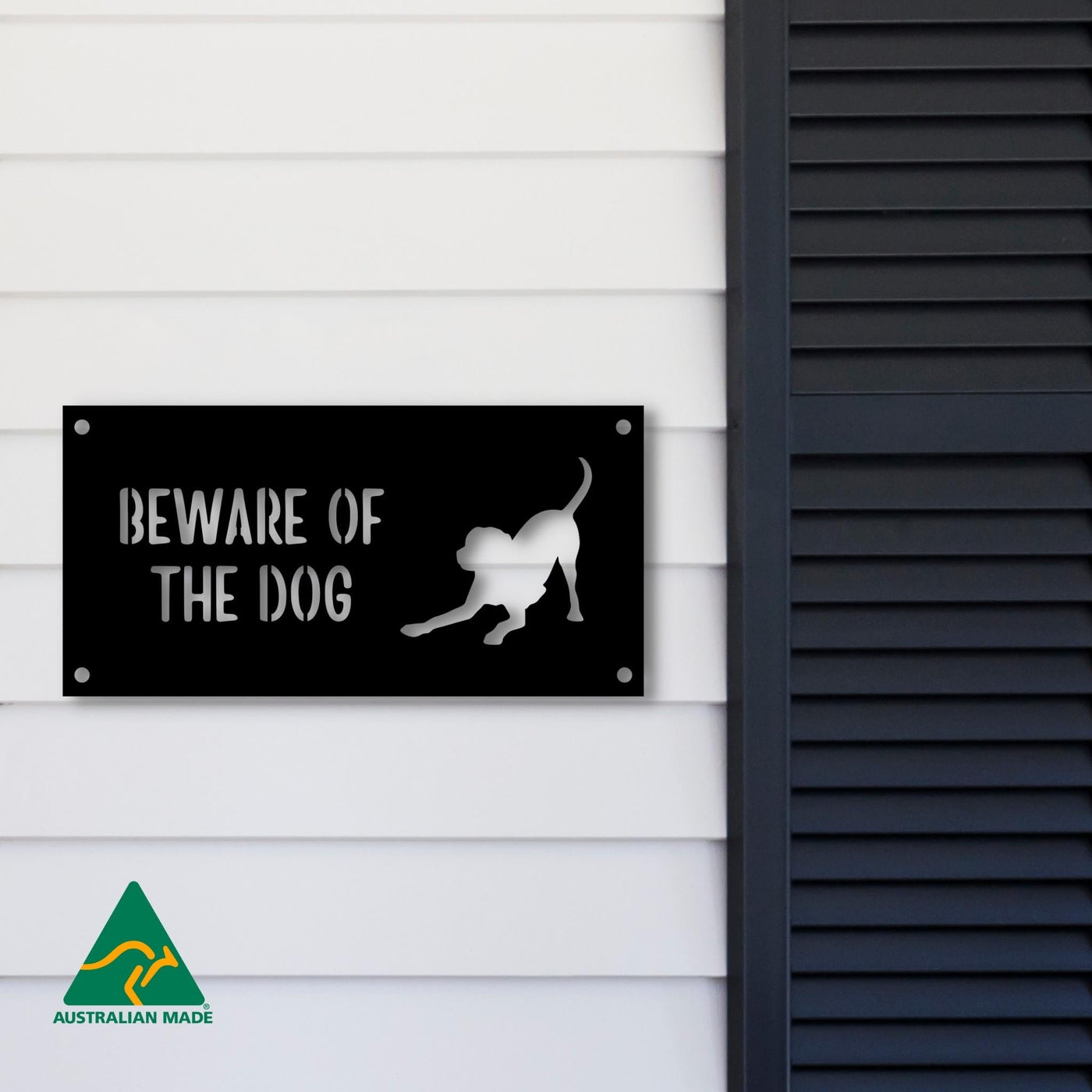 Harvey Beware of the Dog Wall Sign | Black Finish