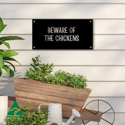 Beware of the Chickens Wall Sign | Black Finish