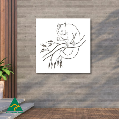 Cheeky Possum Metal Wall Art | White Finish 