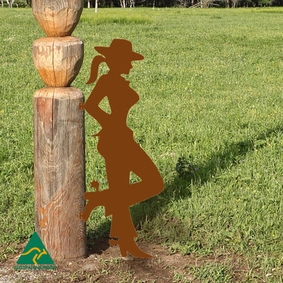 Cowgirl Silhouette Metal Wall Art | Rust Finish