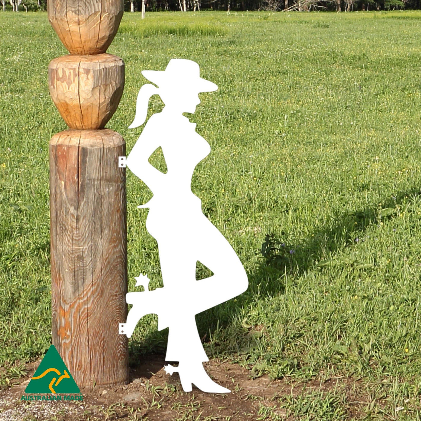 Cowgirl Silhouette Metal Wall Art | White Finish
