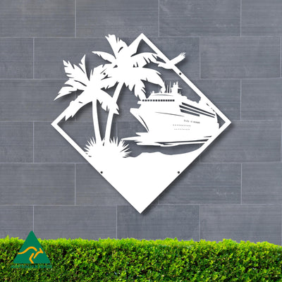 Cruise Ship Getaway Metal Wall Art | White Finish