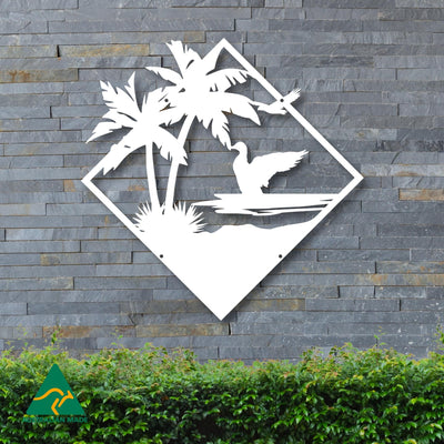 Duck Landing Metal Wall Art | White Finish