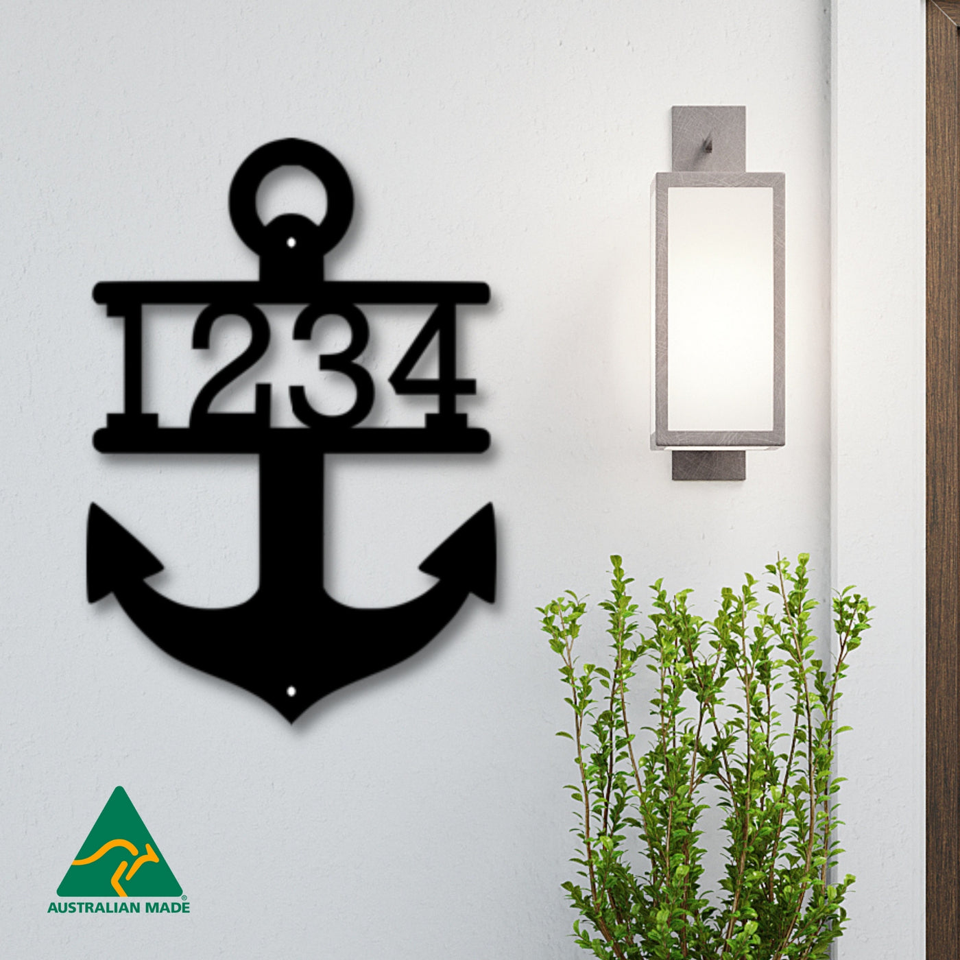 House Number Anchor Metal Wall Art | Black Finish