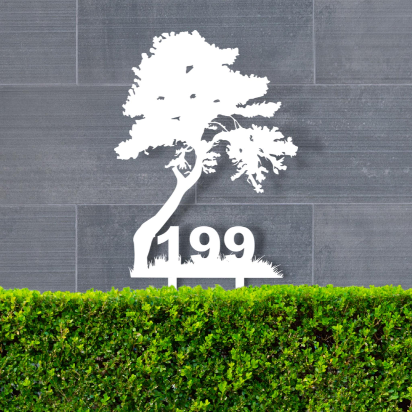 House Number Tree Garden Stake | White Finish