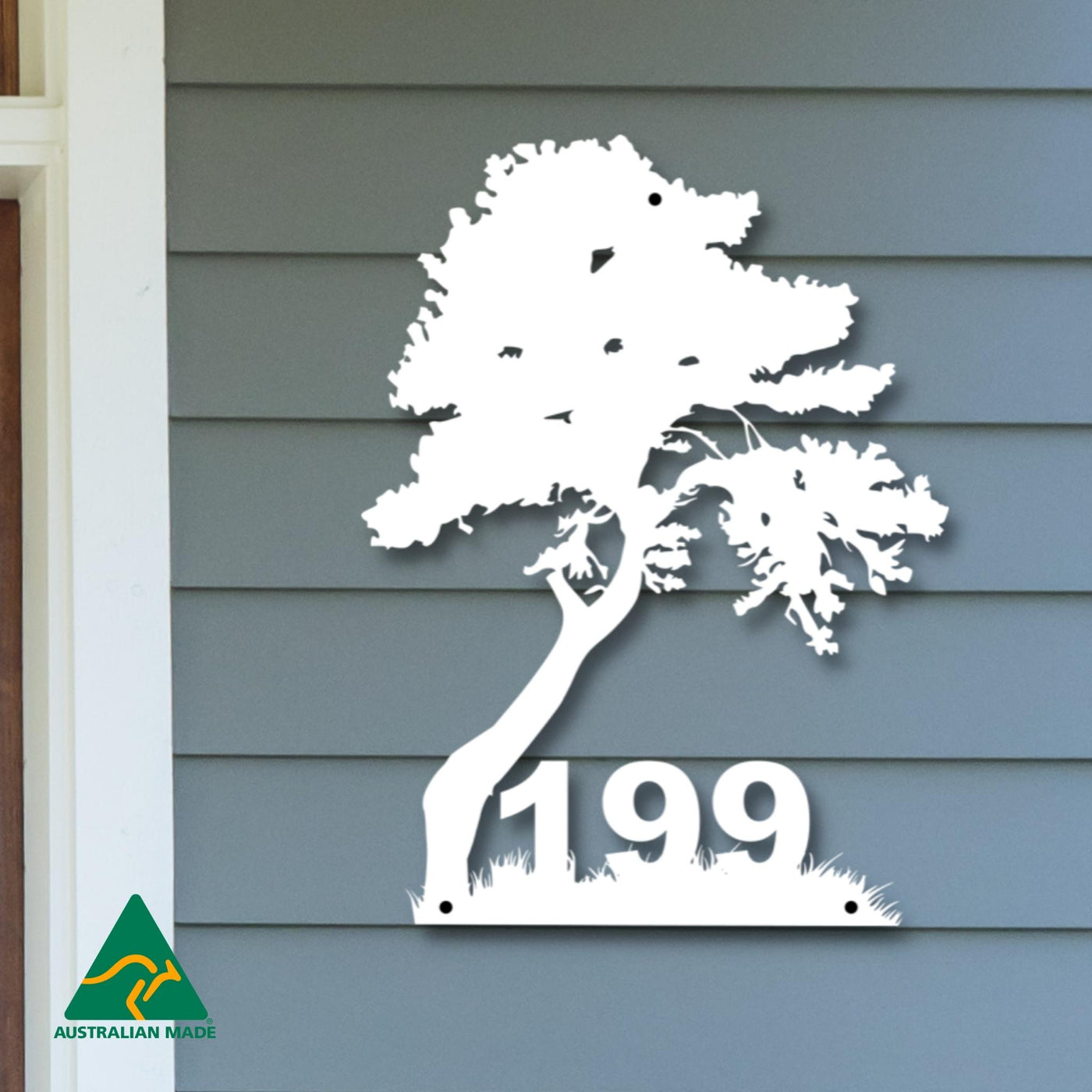 House Number Tree Wall Sign | White Finish