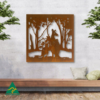 Kangaroo Metal Wall Art | Rust Finish