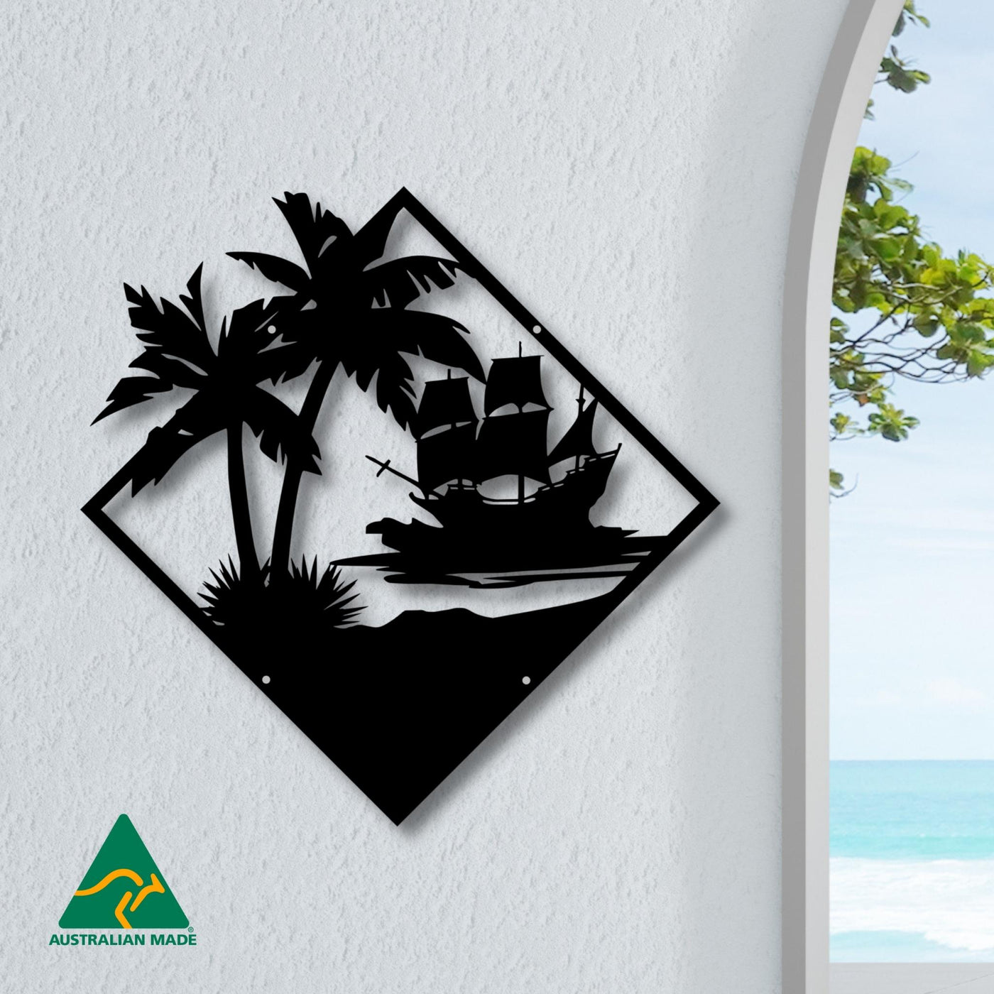 Land Ahoy Metal Wall Art | Black Finish