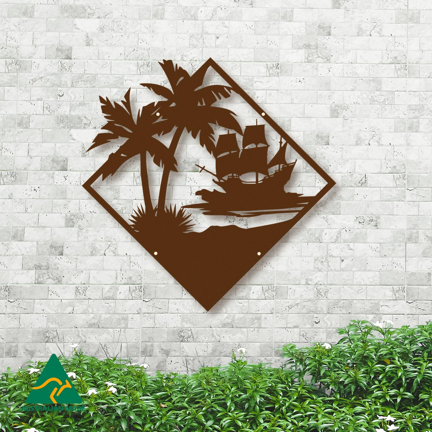 Land Ahoy Metal Wall Art | Rust Finish