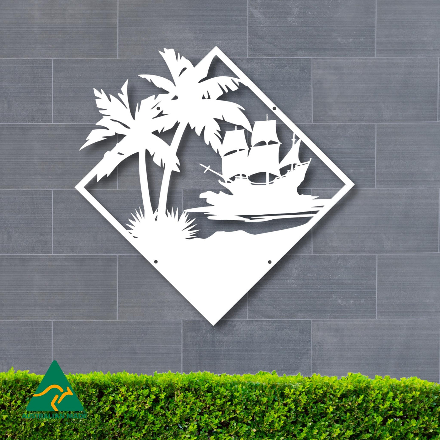 Land Ahoy Metal Wall Art | White Finish