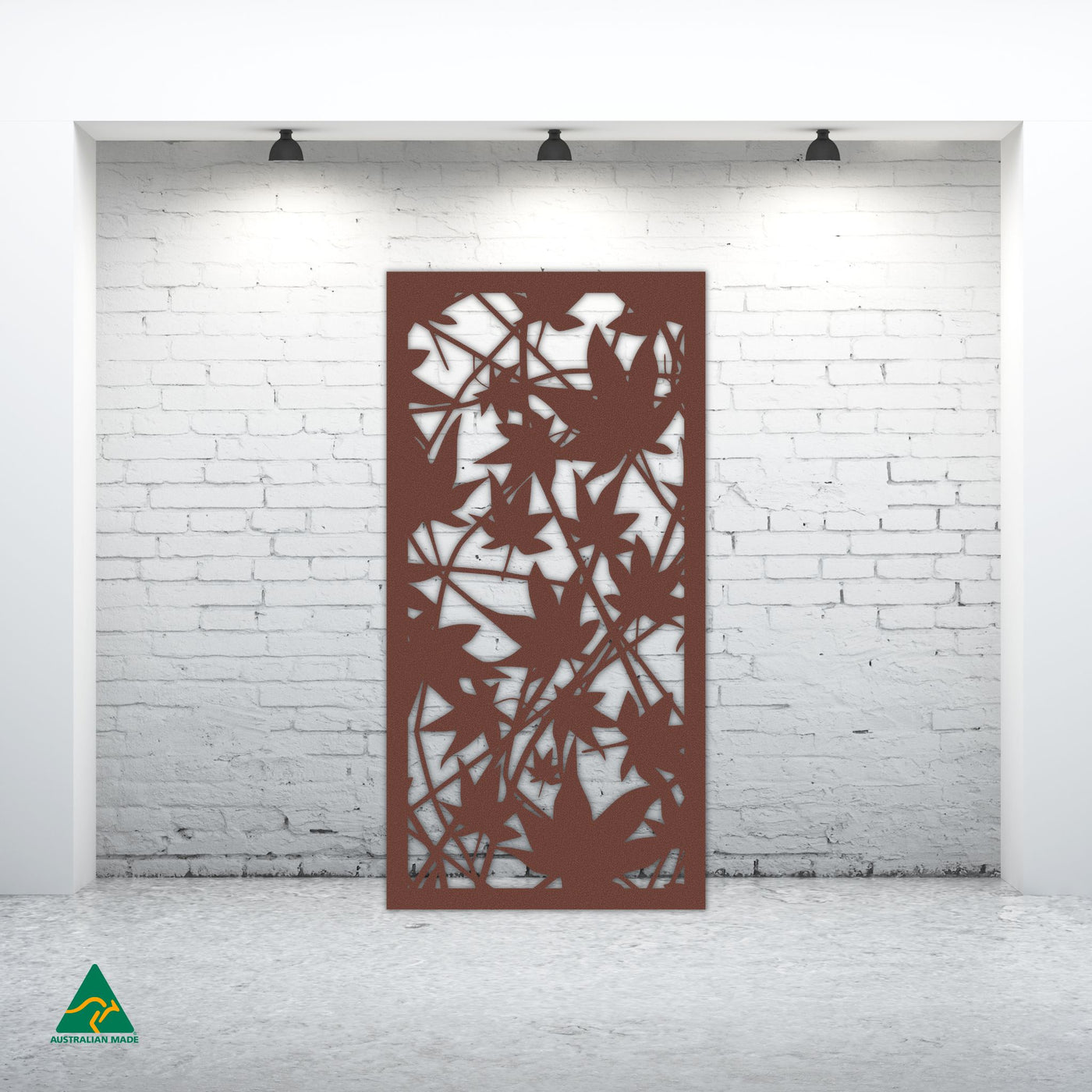 Staged Image | Maple Leaves Privacy Screen | Rust Patina