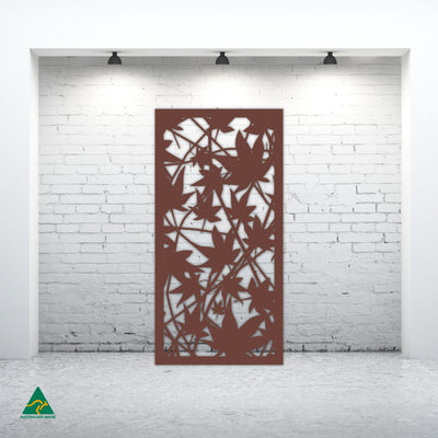 Staged Image | Maple Leaves Privacy Screen | Rust Patina