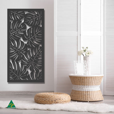 Staged Image | Monstera Privacy Screen | Night Sky (Black) Matt
