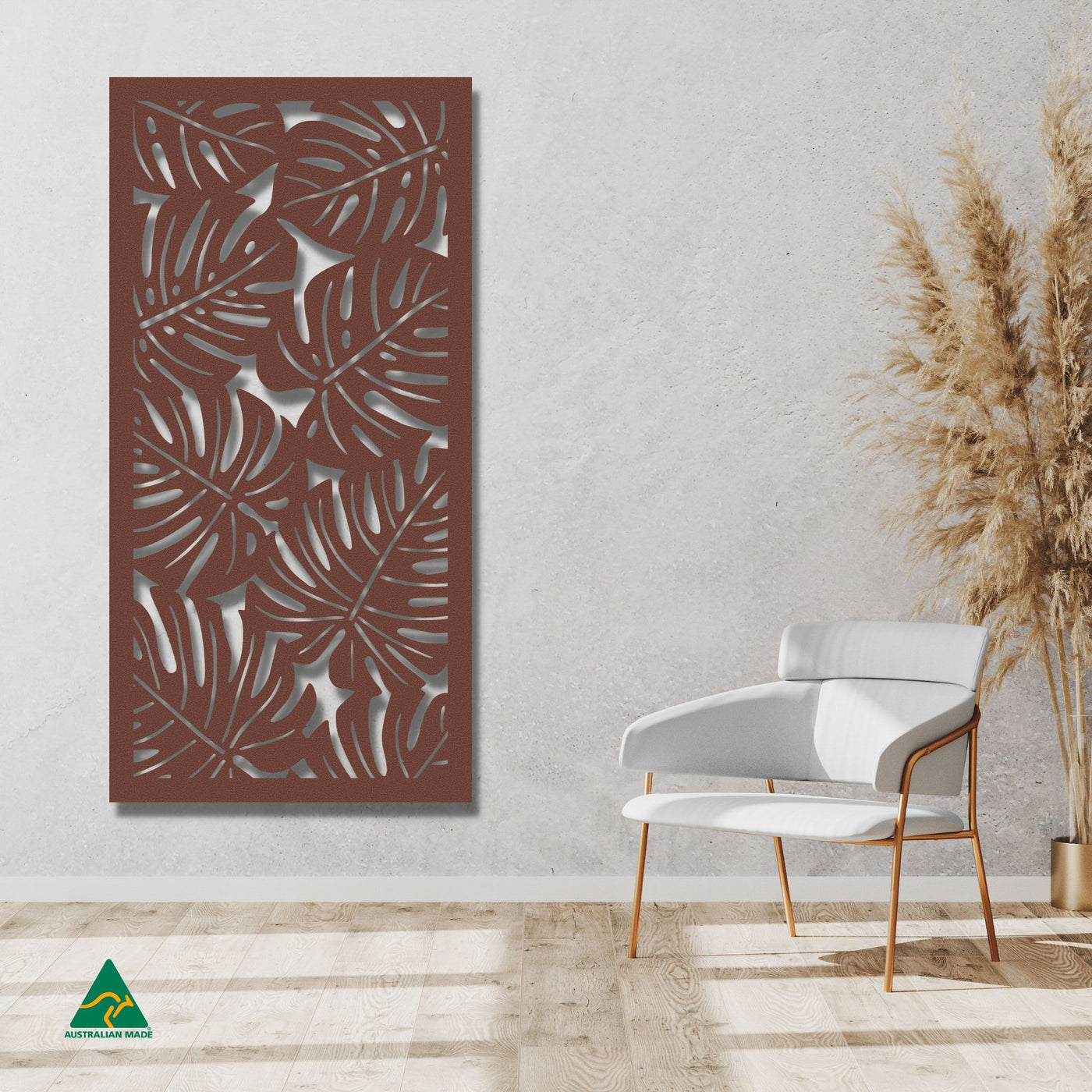 Staged Image | Monstera Privacy Screen | Rust Patina