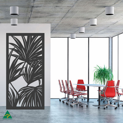 Staged Image | Palm Leaves Privacy Screen | Night Sky (Black) Matt