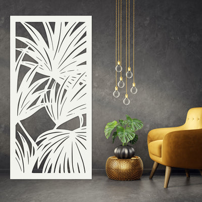 Staged Image | Palm Leaves Privacy Screen | White Matt