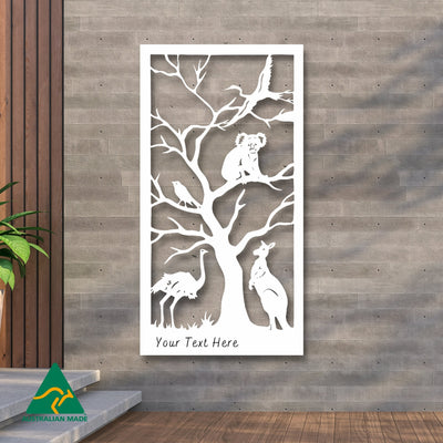 Personalised Australian Animals Metal Wall Art | White Finish