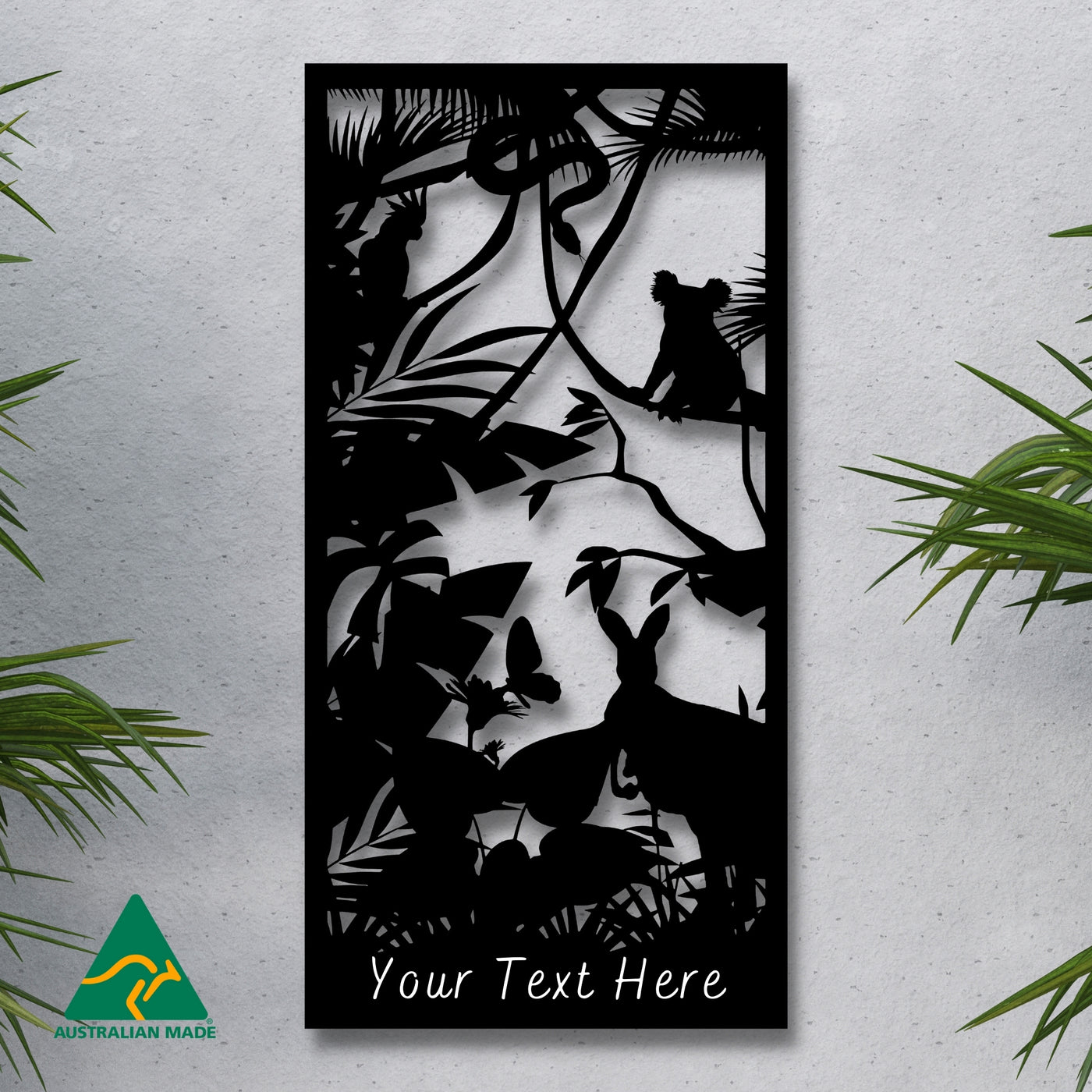 Personalised Australian Wildlife Metal Wall Art | Black Finish