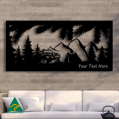 Camping Out Metal Wall Art | Black Finish