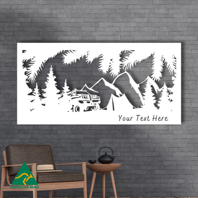 Camping Out Metal Wall Art | White Finish