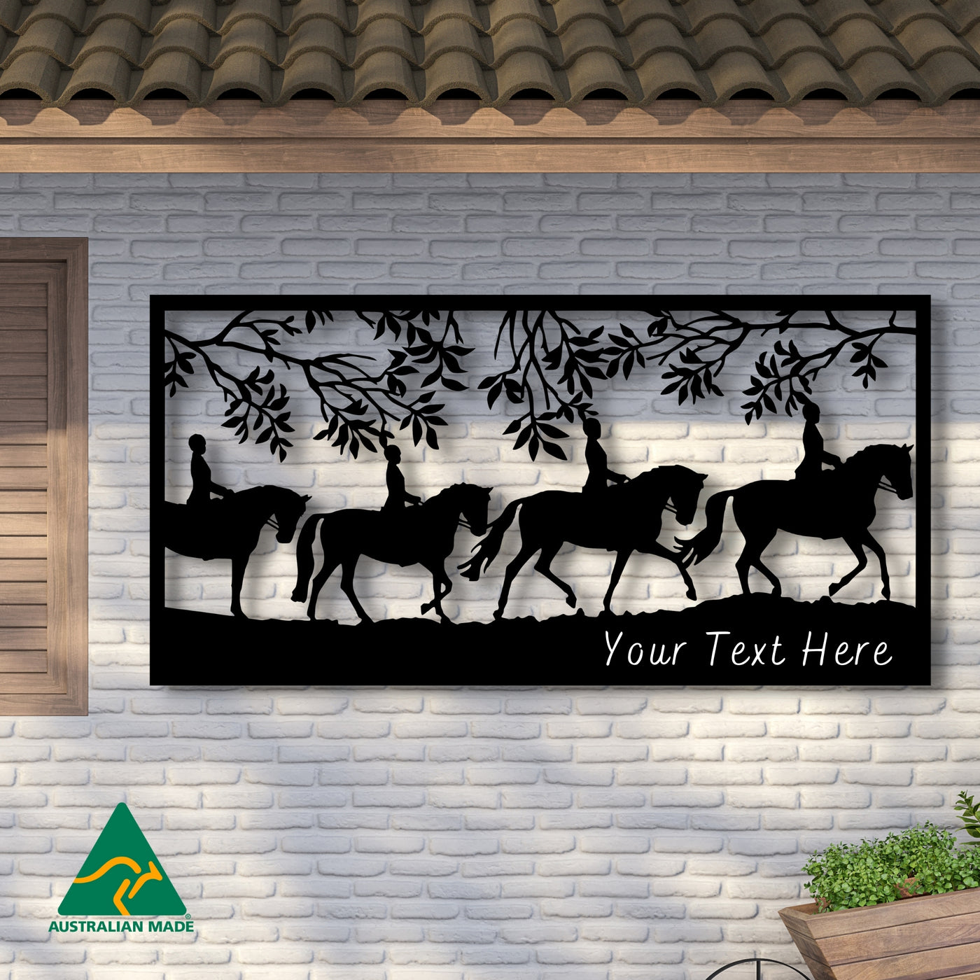 Personalised Horse Dressage Scene Metal Wall Art | Black Finish