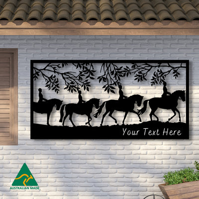 Personalised Horse Dressage Scene Metal Wall Art | Black Finish