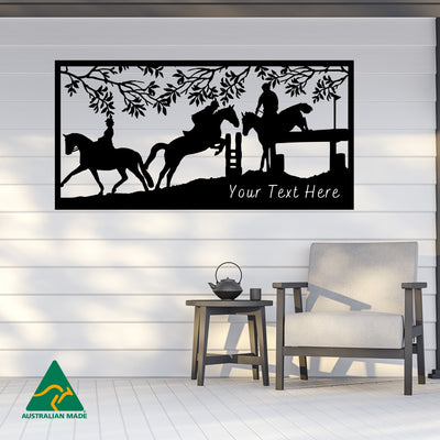 Personalised Horse Jumping Event Metal Wall Art | Black Finish