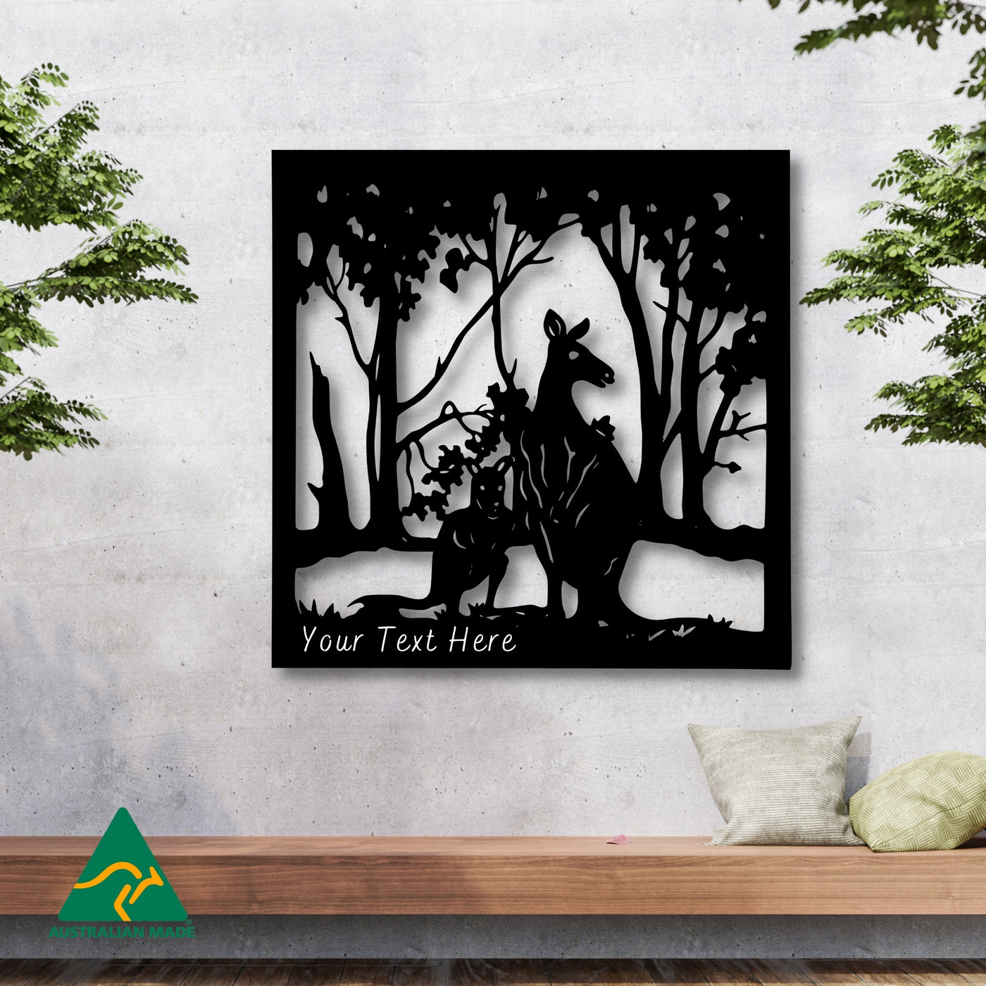 Personalised Kangaroo Metal Wall Art | Black Finish