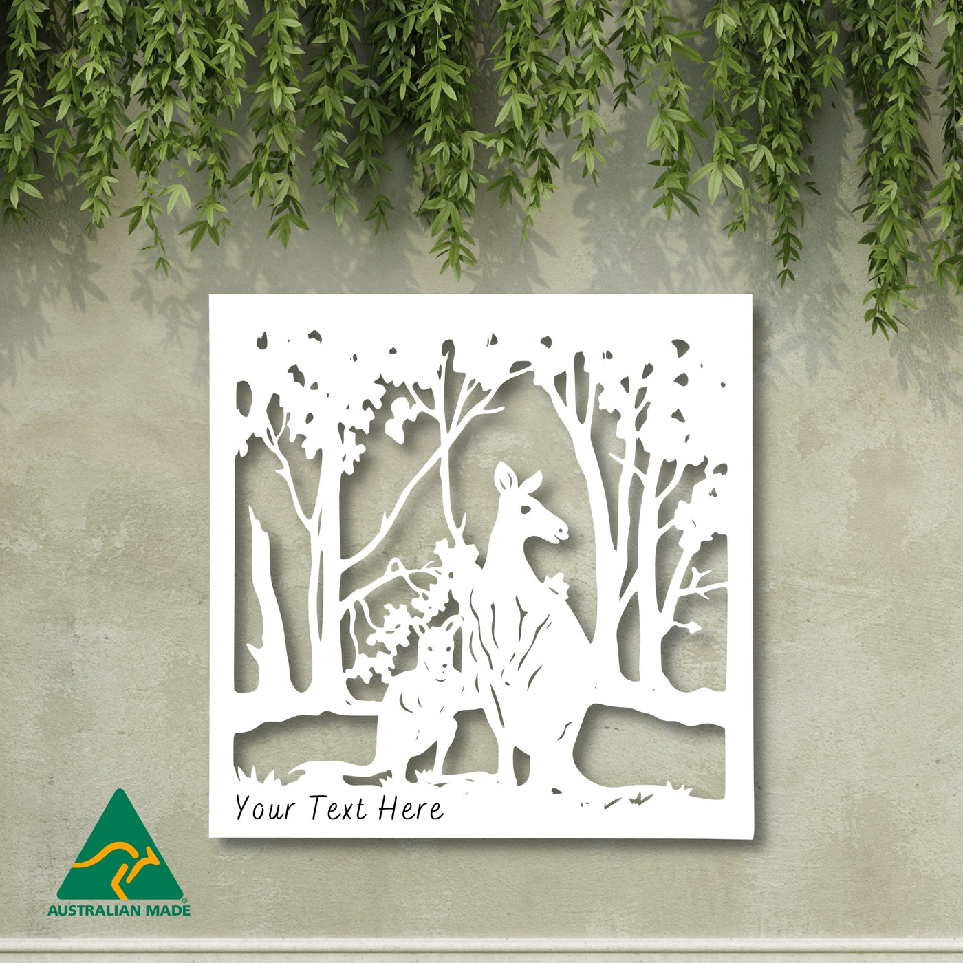 Personalised Kangaroo Metal Wall Art | White Finish