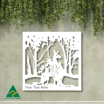 Personalised Kangaroo Metal Wall Art | White Finish