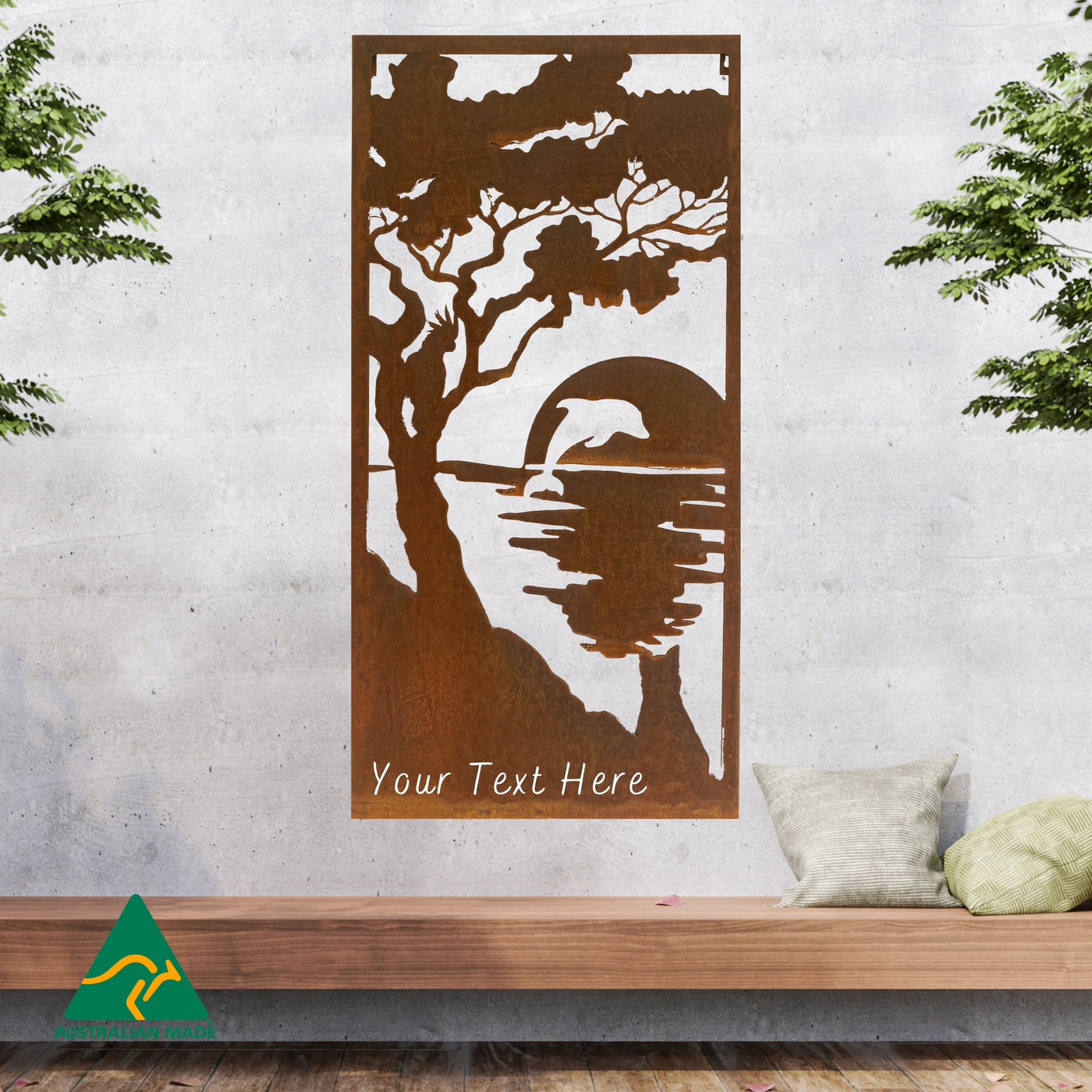 Personalised Sunset Serenity Metal Wall Art | Rust Finish