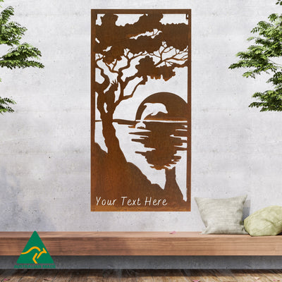 Personalised Sunset Serenity Metal Wall Art | Rust Finish