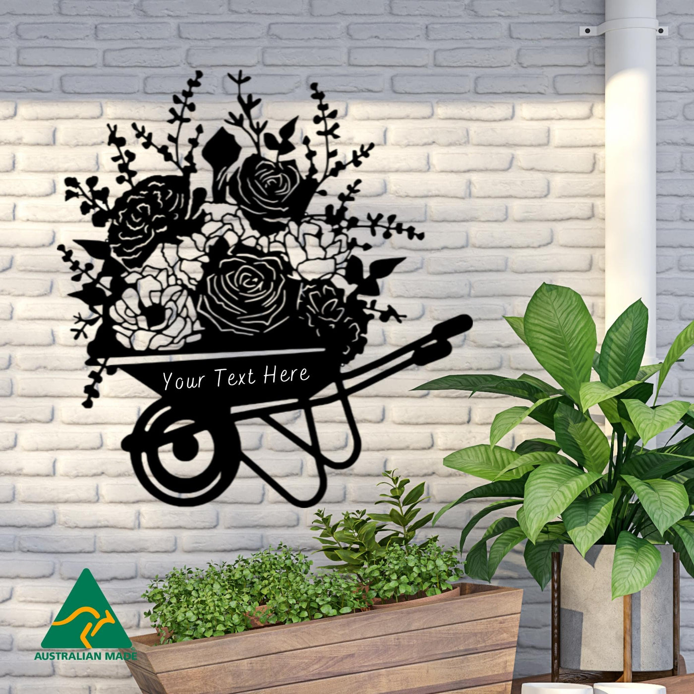 Personalised The Wheelbarrow Metal Wall Art | Black Finish
