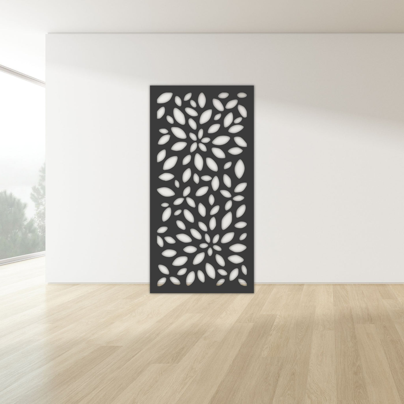 Staged Image | Petals Privacy Screen | Night Sky (Black) Matt