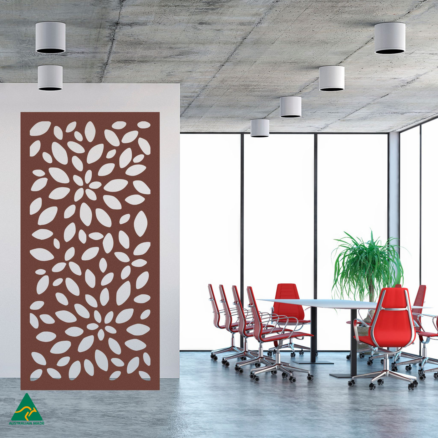 Staged Image | Petals Privacy Screen | Rust Patina
