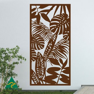 Rainforest Leaves Privacy Screen | Rust Finish | 75 x 150cm | 90 x 180cm