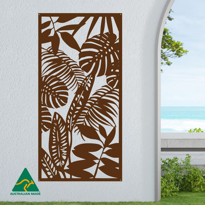 Rainforest Leaves Privacy Screen | Rust Finish | 60 x 120cm
