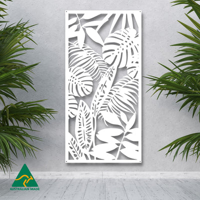 Rainforest Leaves Privacy Screen | White Finish | 60 x 120cm