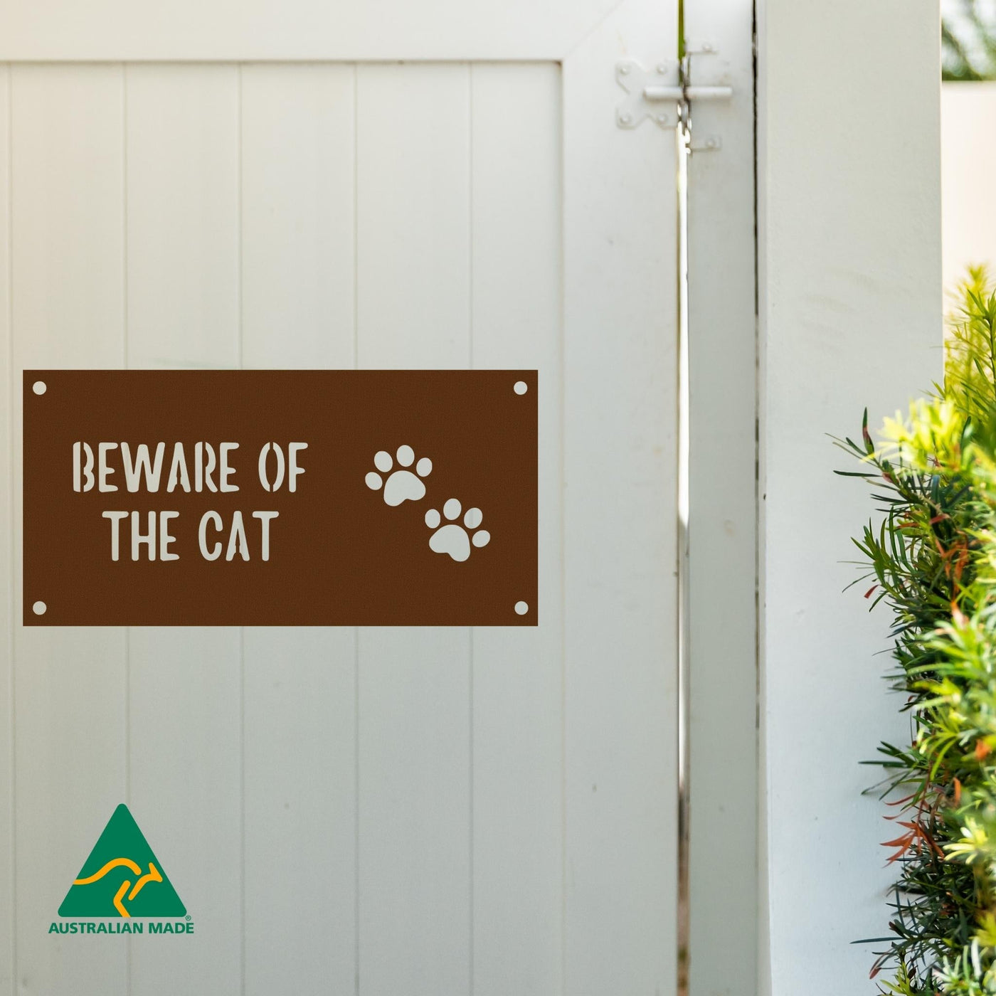 Bagheera Beware of the Cat Wall Sign | Rust Finish