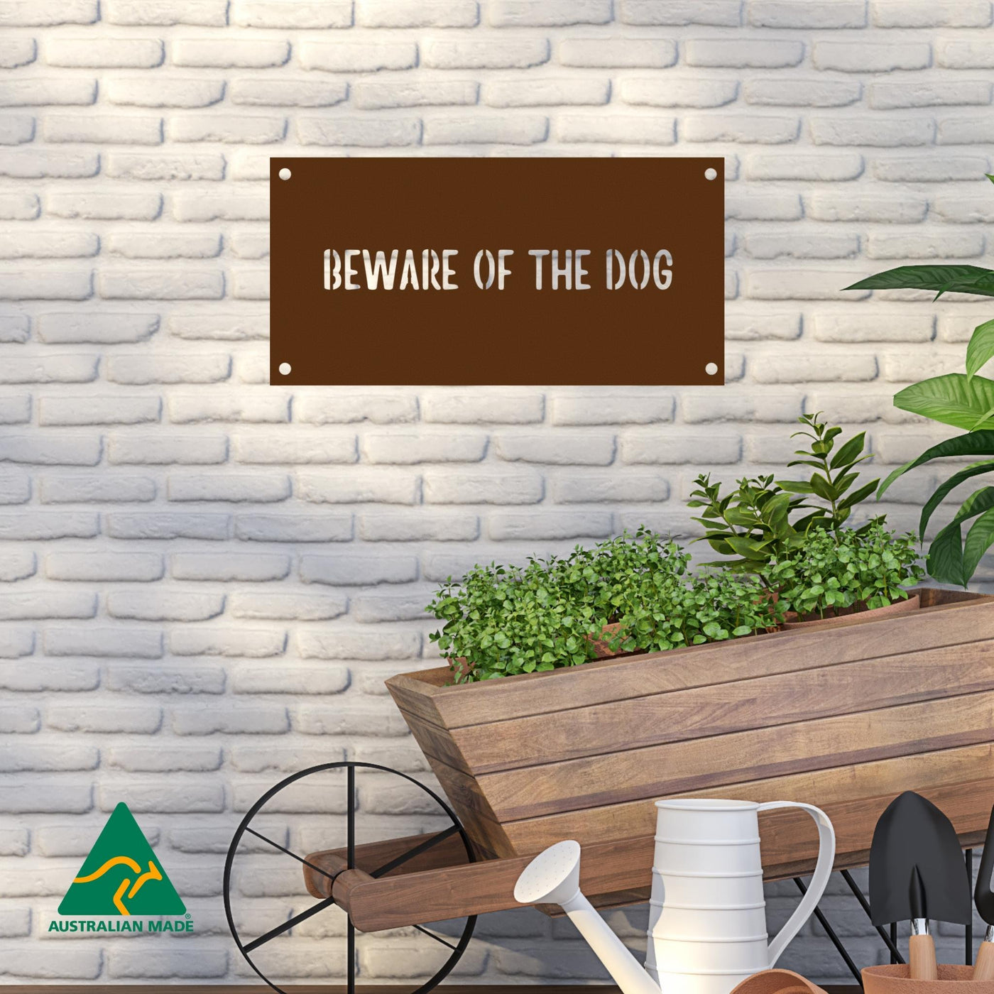 Beware of the Dog Wall Sign | Rust Finish