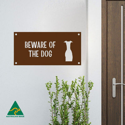 Henry Beware of the Dog Wall Sign | Rust Finish