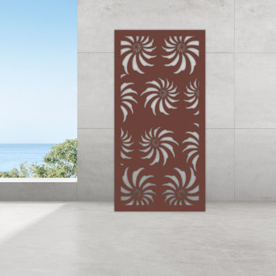 Staged Image | Spiral Privacy Screen | Rust Patina